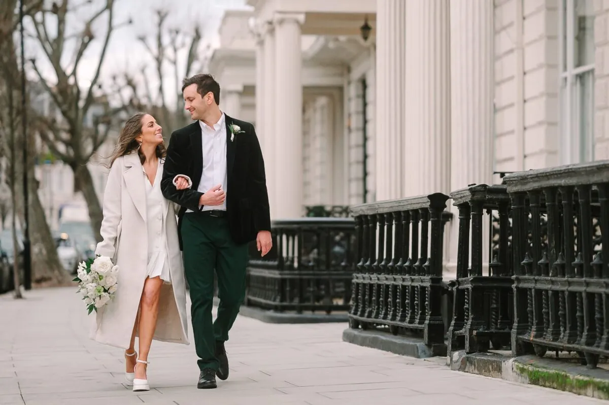 Bride-And-Groom-stroll-in-Maida-Vale-Steve-Bagness-Photography