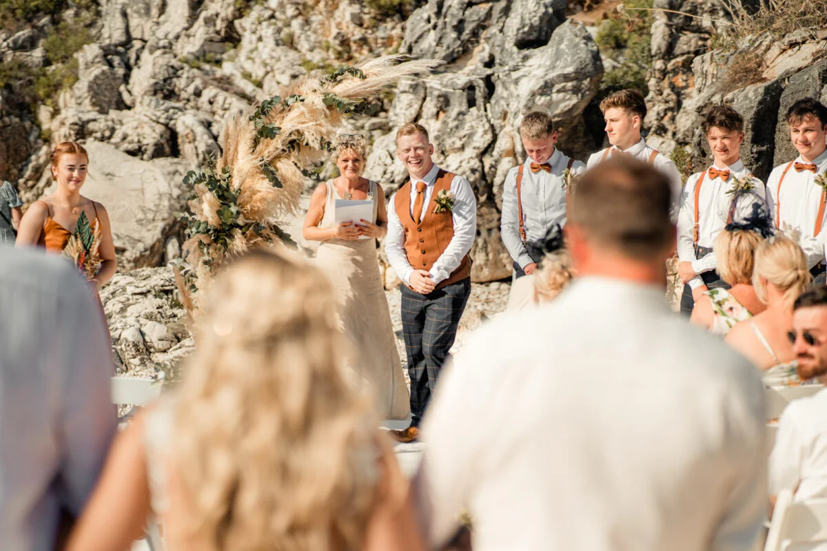 A wedding ceremony on a beach in crete, crete, greece.
