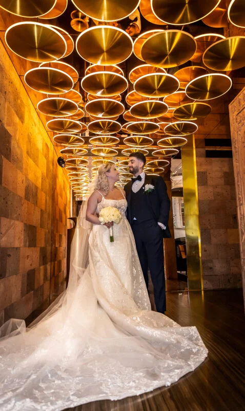 Bride-and-groom-at-Lusin-restaurant-Mayfair-wedding