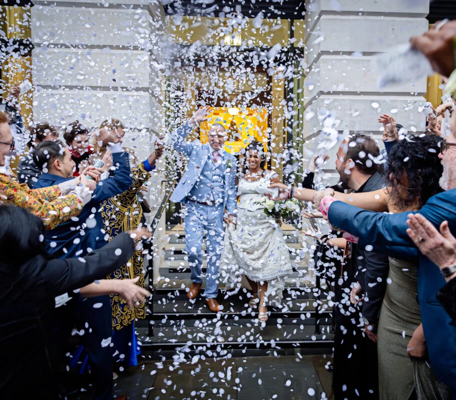 Confetti-throw-at-Camden-Town-Hall-London