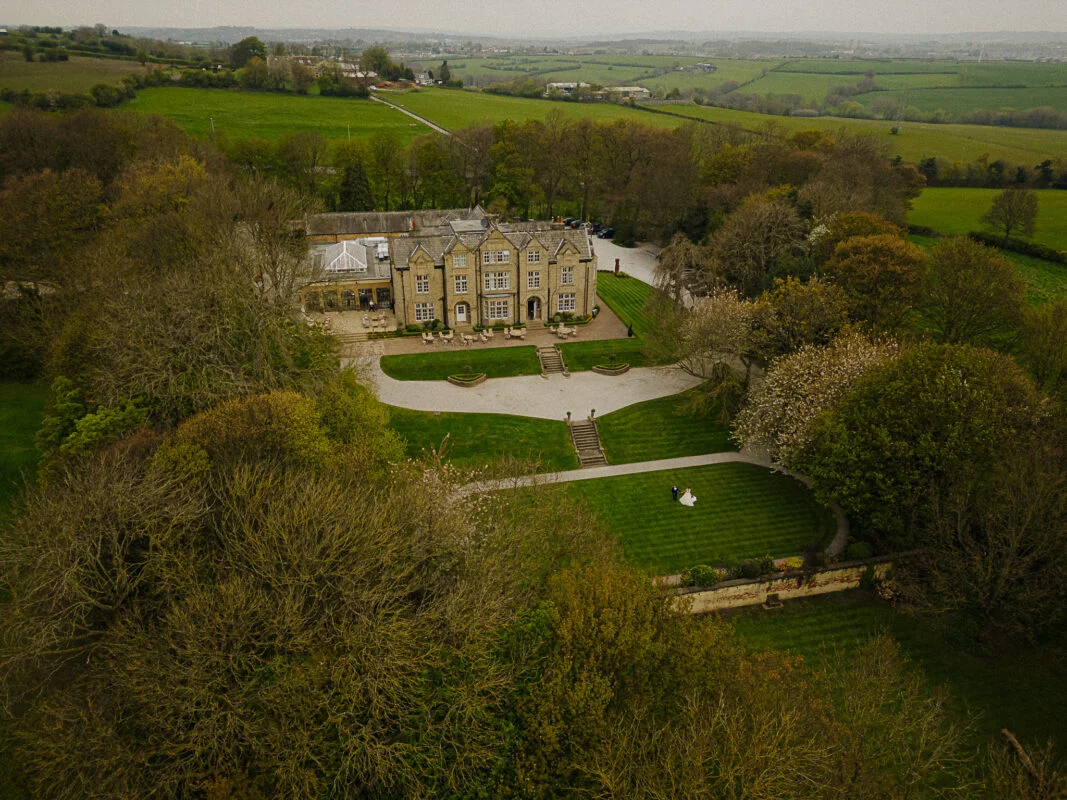 Gemma&amp;Damian-WoodlandsHotelLeeds-Drone-27.4.23-0195 - Brendan Clayton