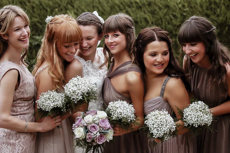 A group of bridesmaids posing for a picture.