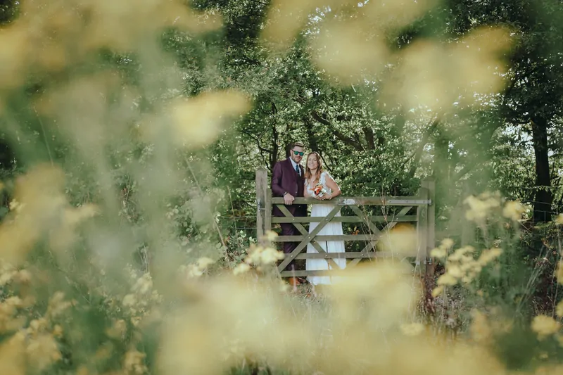 Bride & groom at Hawthbush Farm
