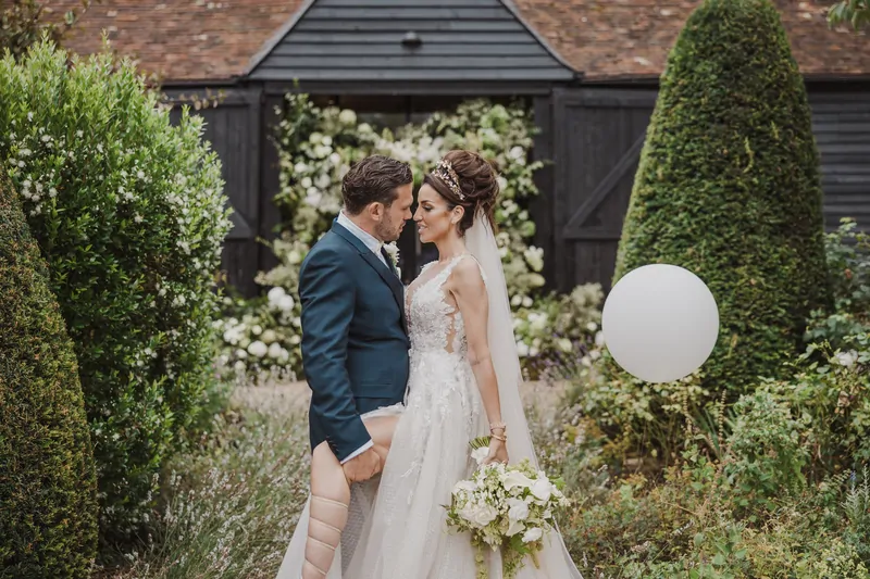 Bride and groom at Alfriston Gardens