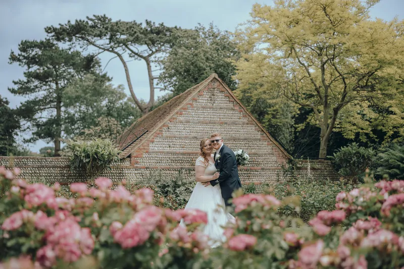 Bride and groom at Manor Barn wedding