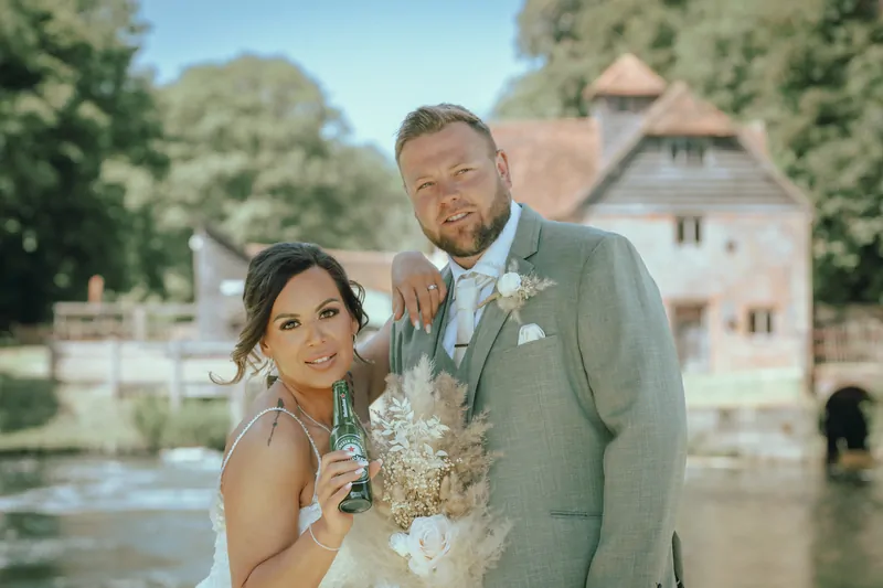 Bride and groom at Mapledurham Mill
