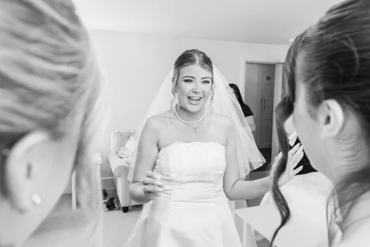 Excited Bride with bridesmaids