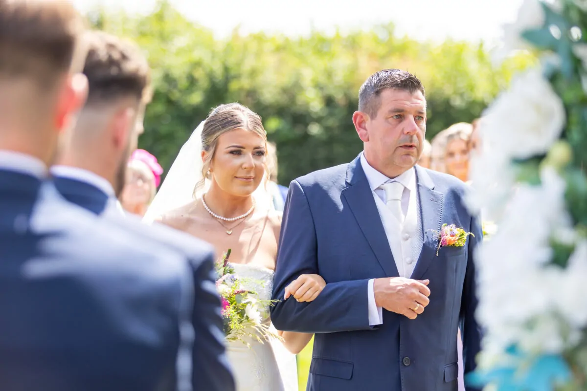 Father of the bride during wedding ceremony
