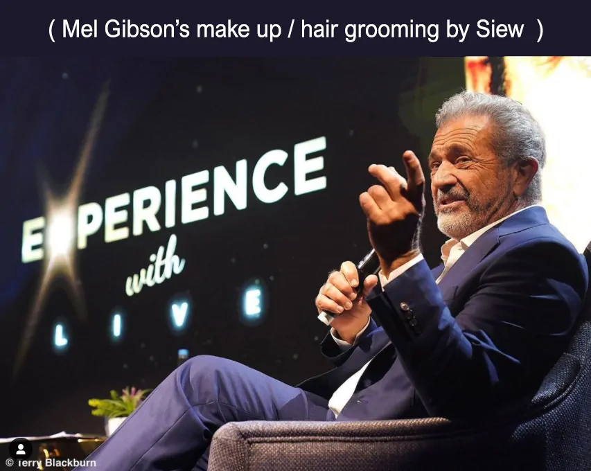 Mel Gibson makeup and hair grooming by Siew Gratton - London