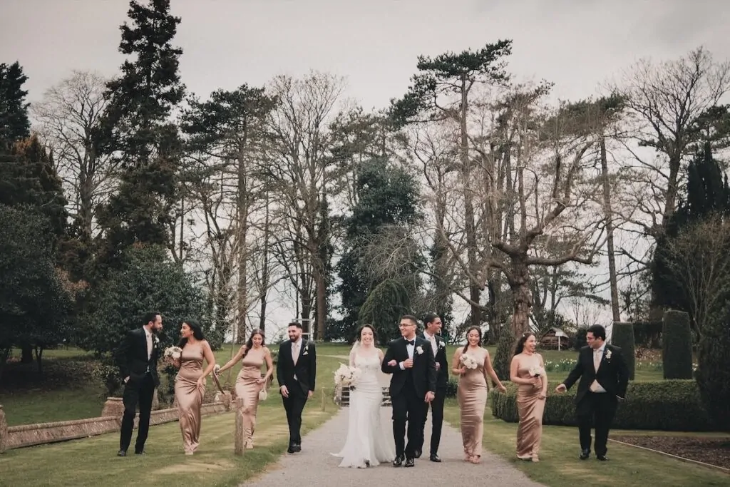 bridal party walking 1