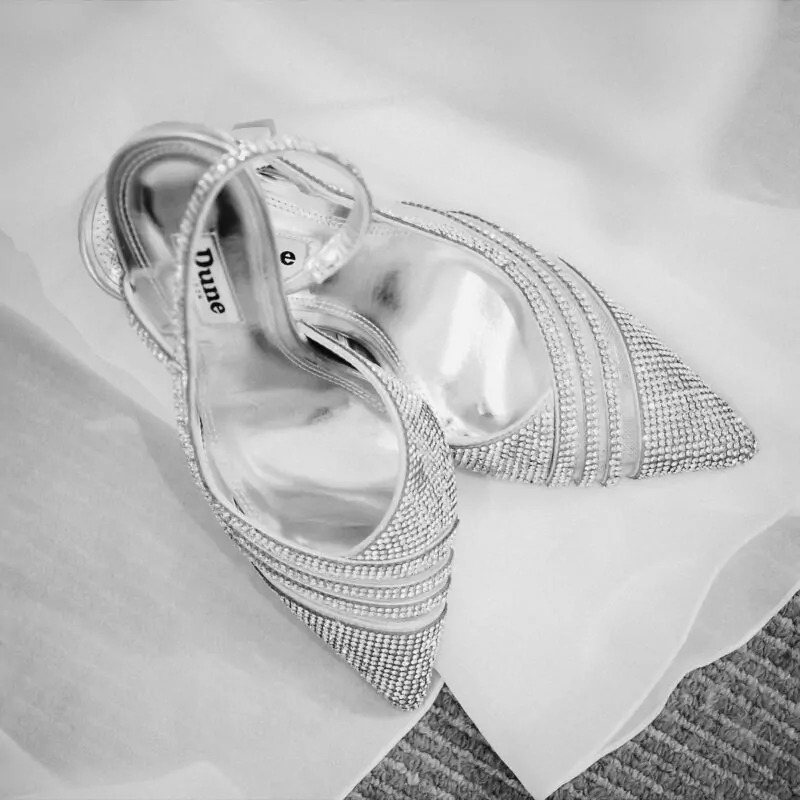Shoes and dress hem
