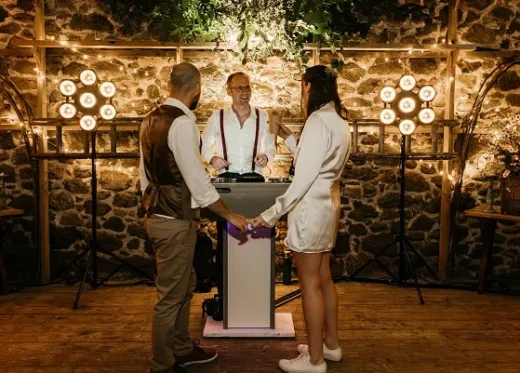 Talking to newlywed bride &amp; groom (listing)