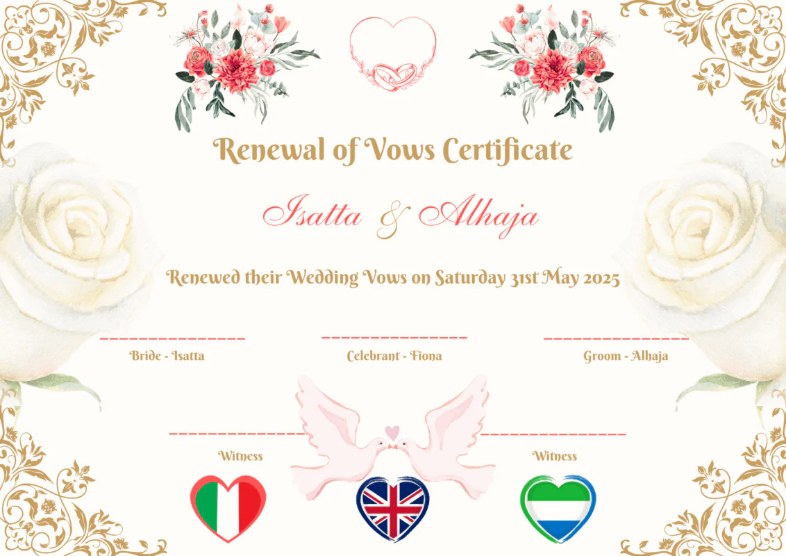 Wedding Certificate - 11 x 8.5 in