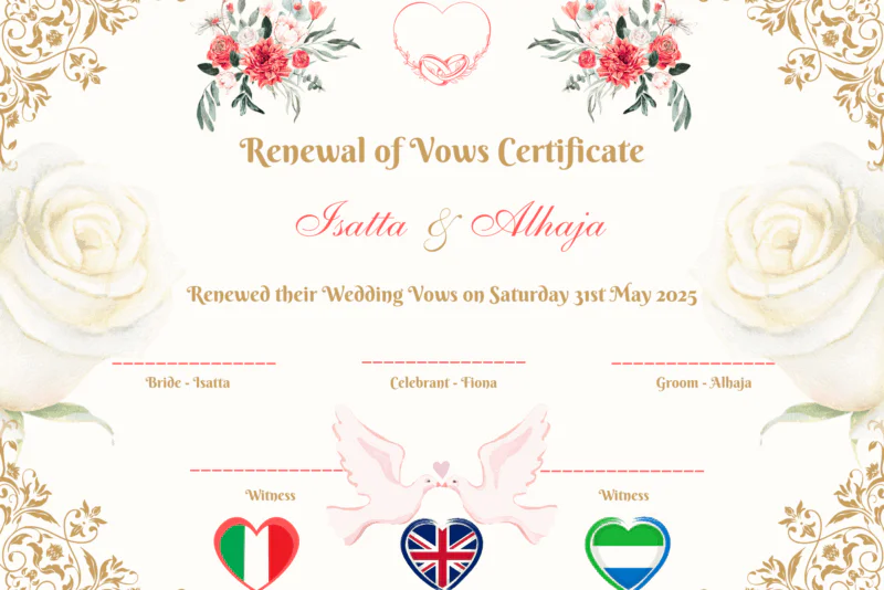 Wedding Certificate - 11 x 8.5 in