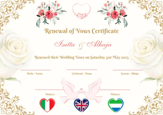 Wedding Certificate - 11 x 8.5 in