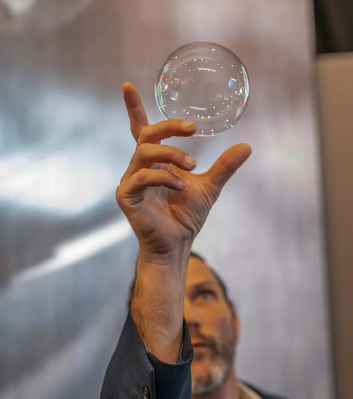 Bubble magic being performed by magician Sieko