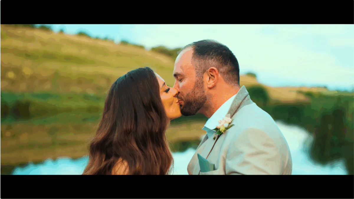 Nicola & Matthew golden hour kiss