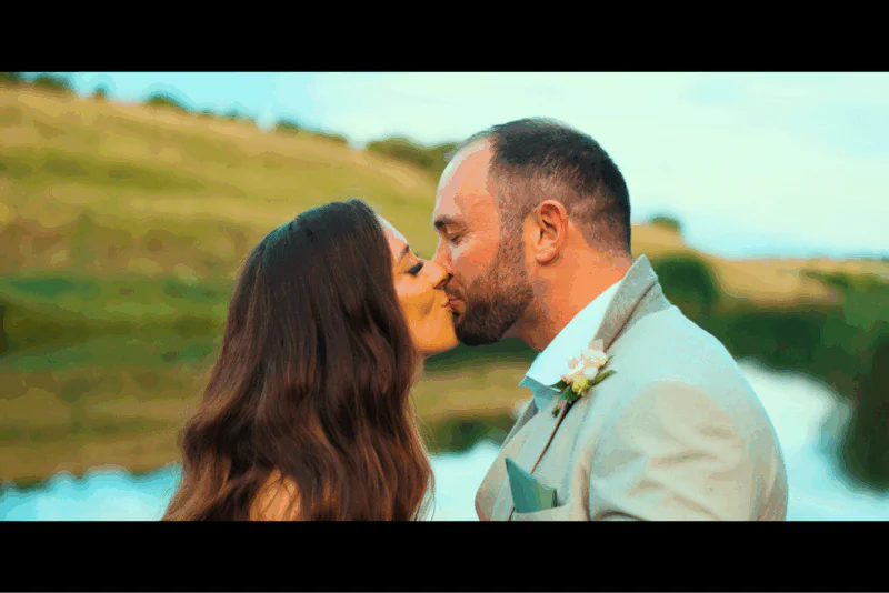 Nicola &amp; Matthew golden hour kiss