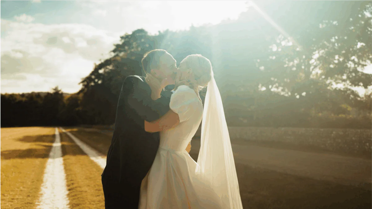 Katie & Stephen sunset kiss
