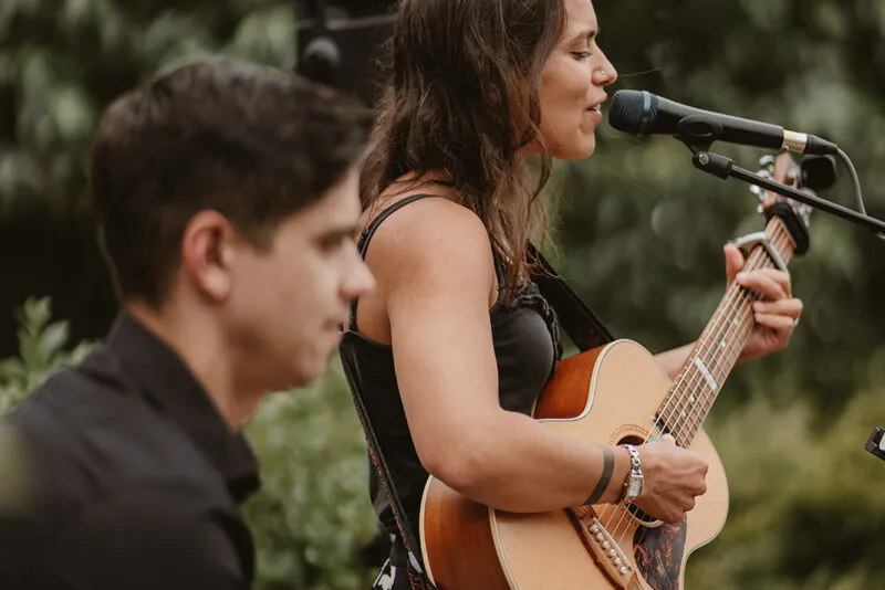 Female Vocalist & Guitarist Daytime + Upbeat Percussionist & DJ for Your Evening