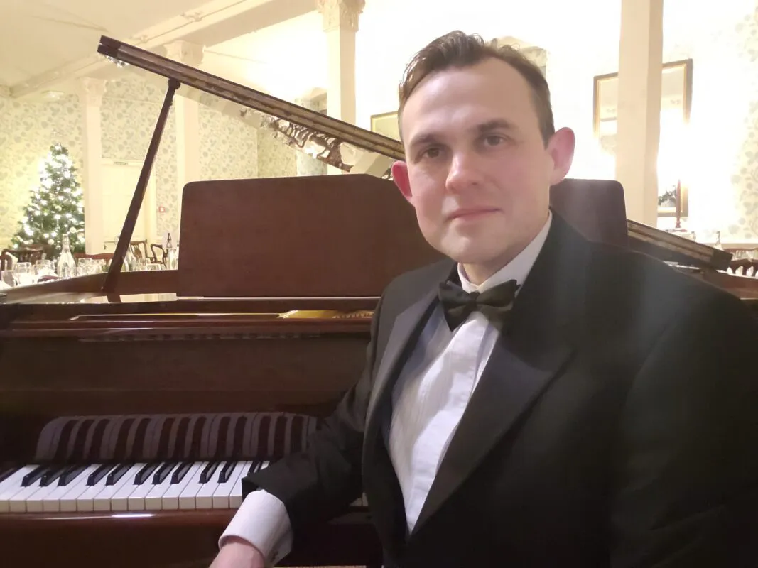 Casual pose at piano